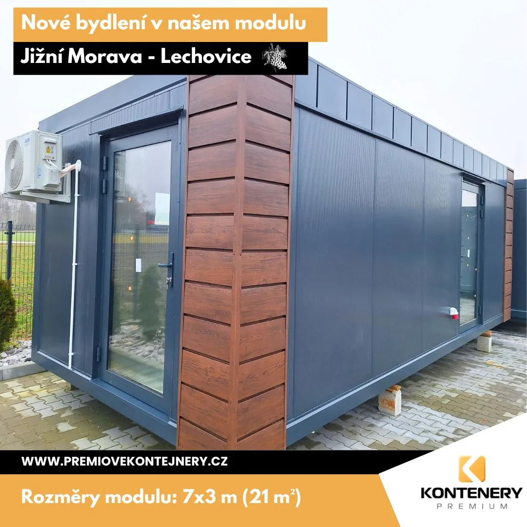 Celoroční bydlení Lechovice (7×3 m) — Když se počítá každý metr i každá koruna