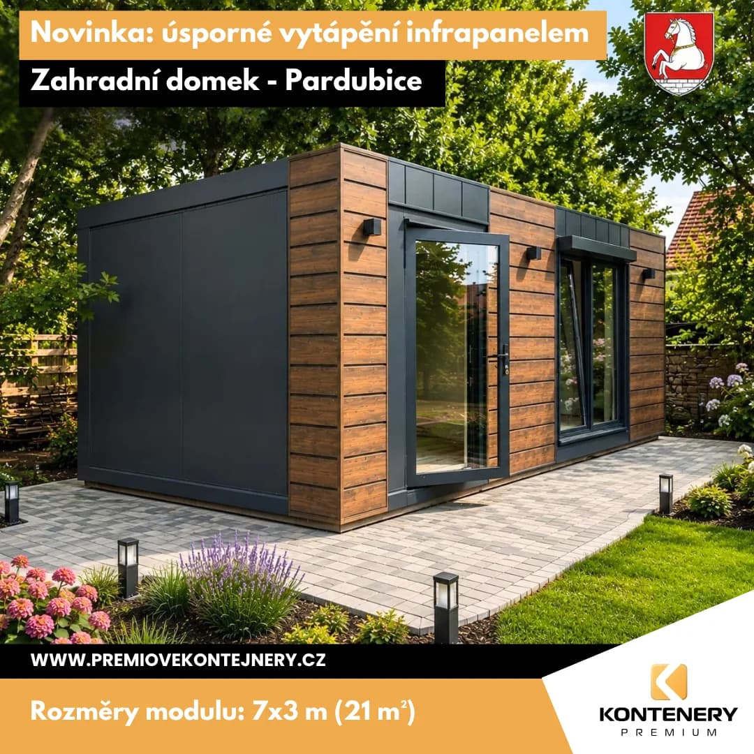 Gartenhaus Pardubice (7 × 3 m) — Neuheit: Namiwell NW2 Deckeninfrarotpaneel für sparsames Heizen