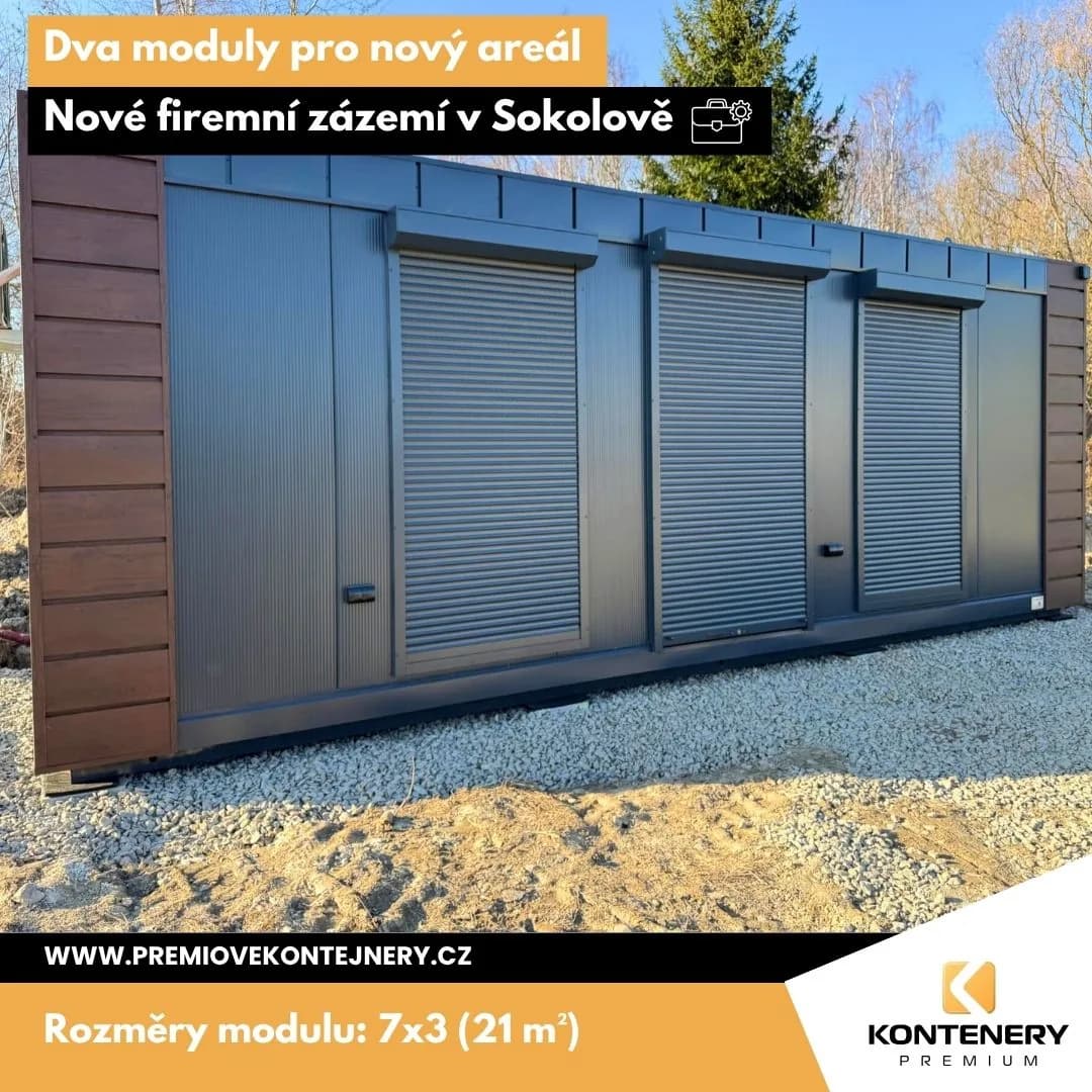 Firemní areál Sokolov (7×3 + 6×3 m) — Dva moduly pro nový podnikatelský areál