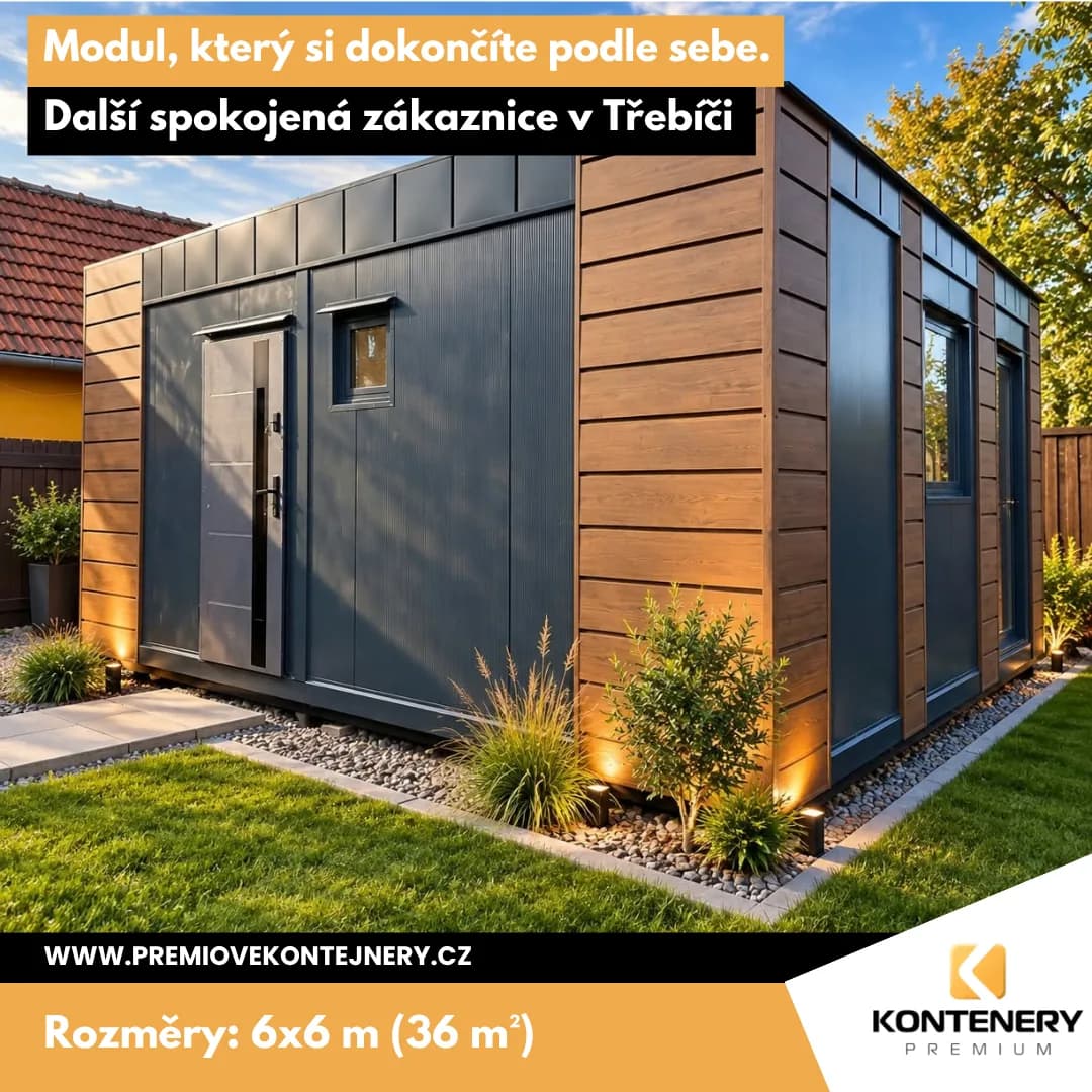 Haus zum Selbstausbau Třebíč (6 × 6 m) — Der Rohbau des Hauses von uns, den Innenausbau macht die Eigentümerin nach eigenen Vorstellungen